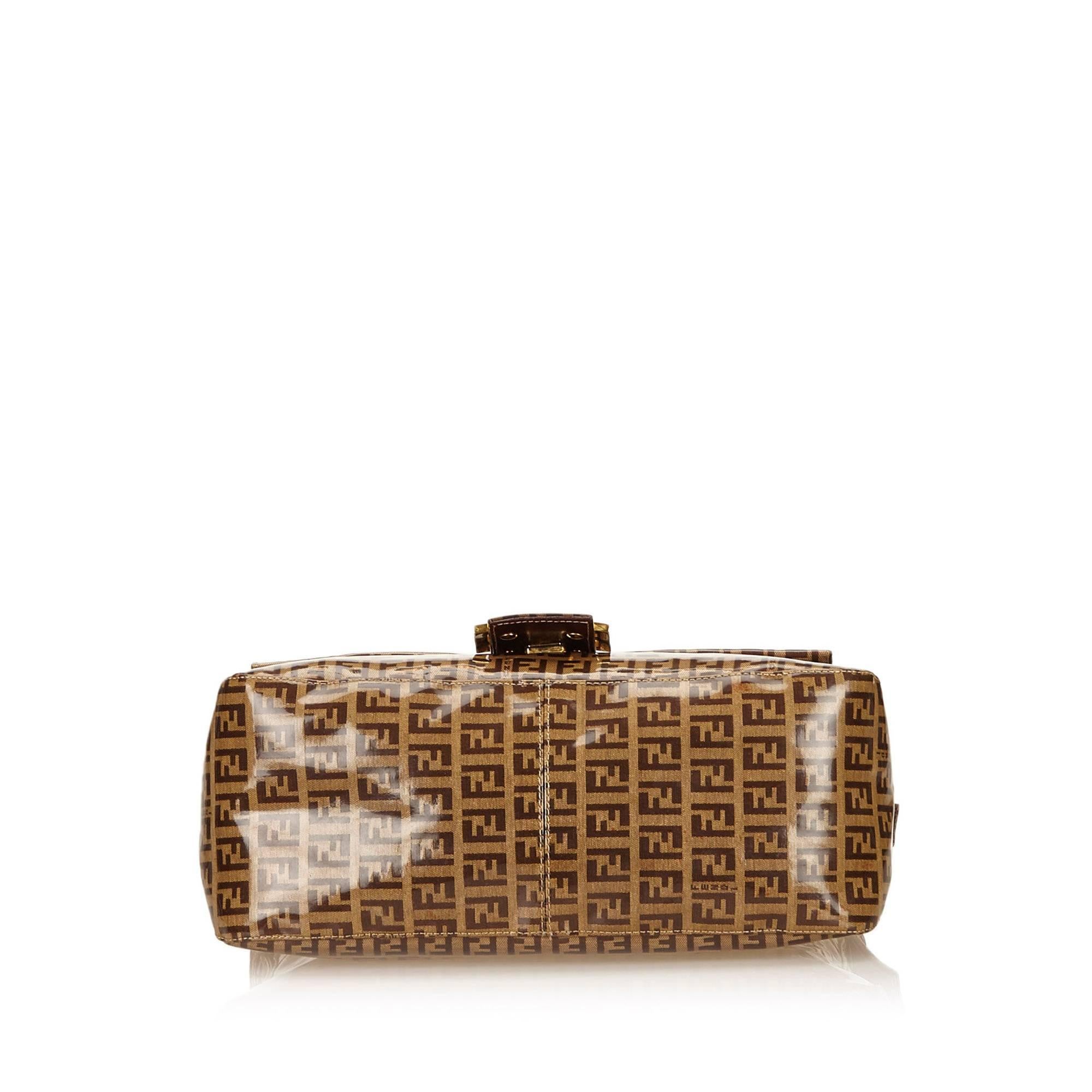 Fendi Brown PVC Zucchino Shoulder Bag In Good Condition In Orlando, FL