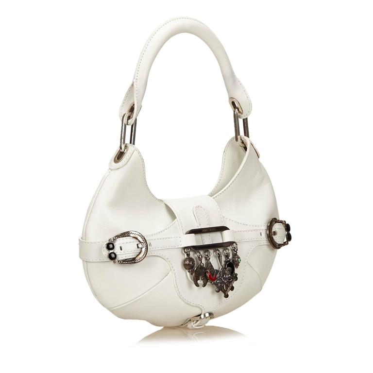 Jimmy Choo White Leather Charm Handbag For Sale at 1stdibs