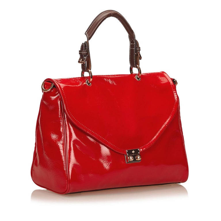 Mulberry Red 2 Way Patent Leather Handbag For Sale at 1stdibs