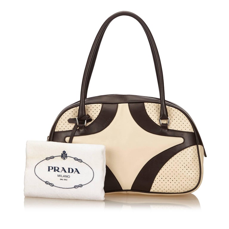 Prada White Perforated Leather Handbag For At 1stdibs Prada White Perforated Leather Handbag For 4