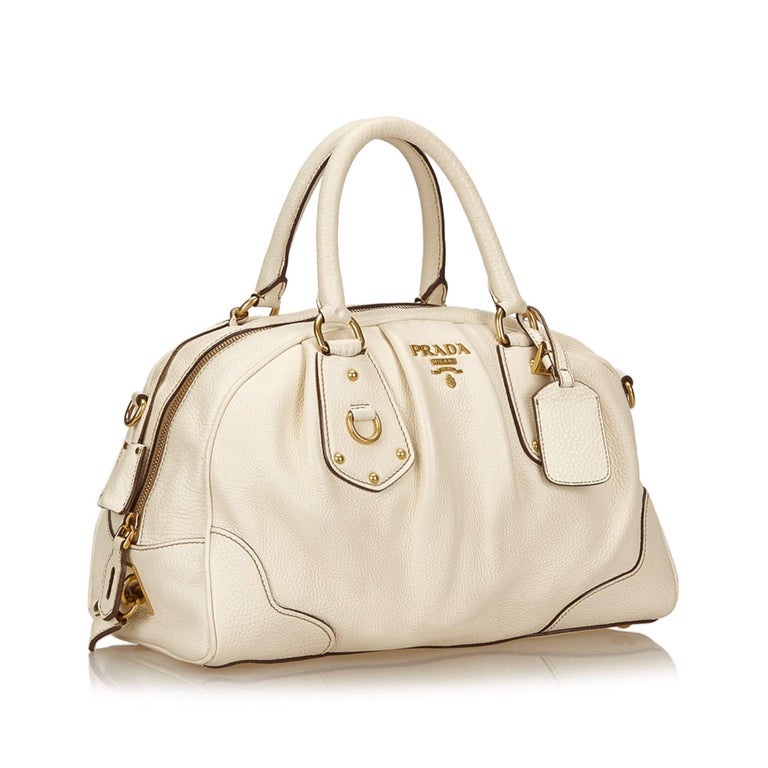 Prada White Leather Handbag For Sale at 1stdibs