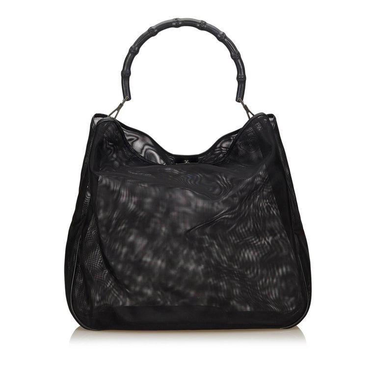 Gucci Black Bamboo Mesh Tote Bag For Sale at 1stdibs