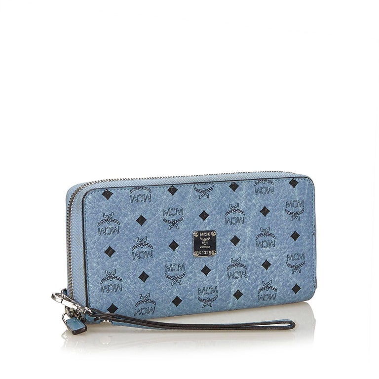 MCM Blue Visetos Leather Long Wallet For Sale at 1stdibs