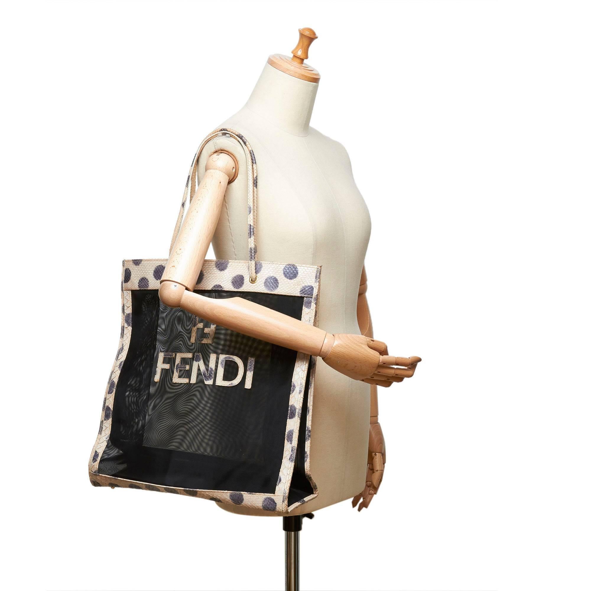 Fendi Black x Ivory Mesh Tote bag 1