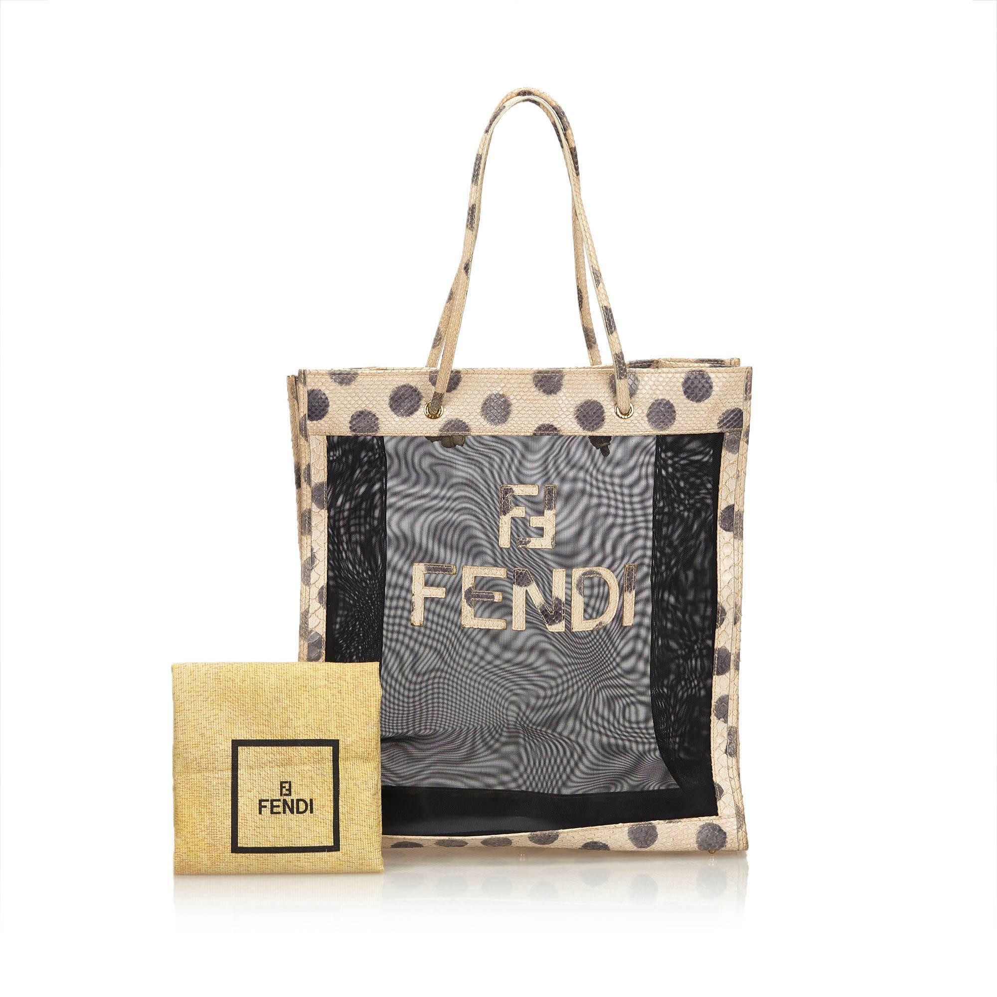 Fendi Black x Ivory Mesh Tote bag 2