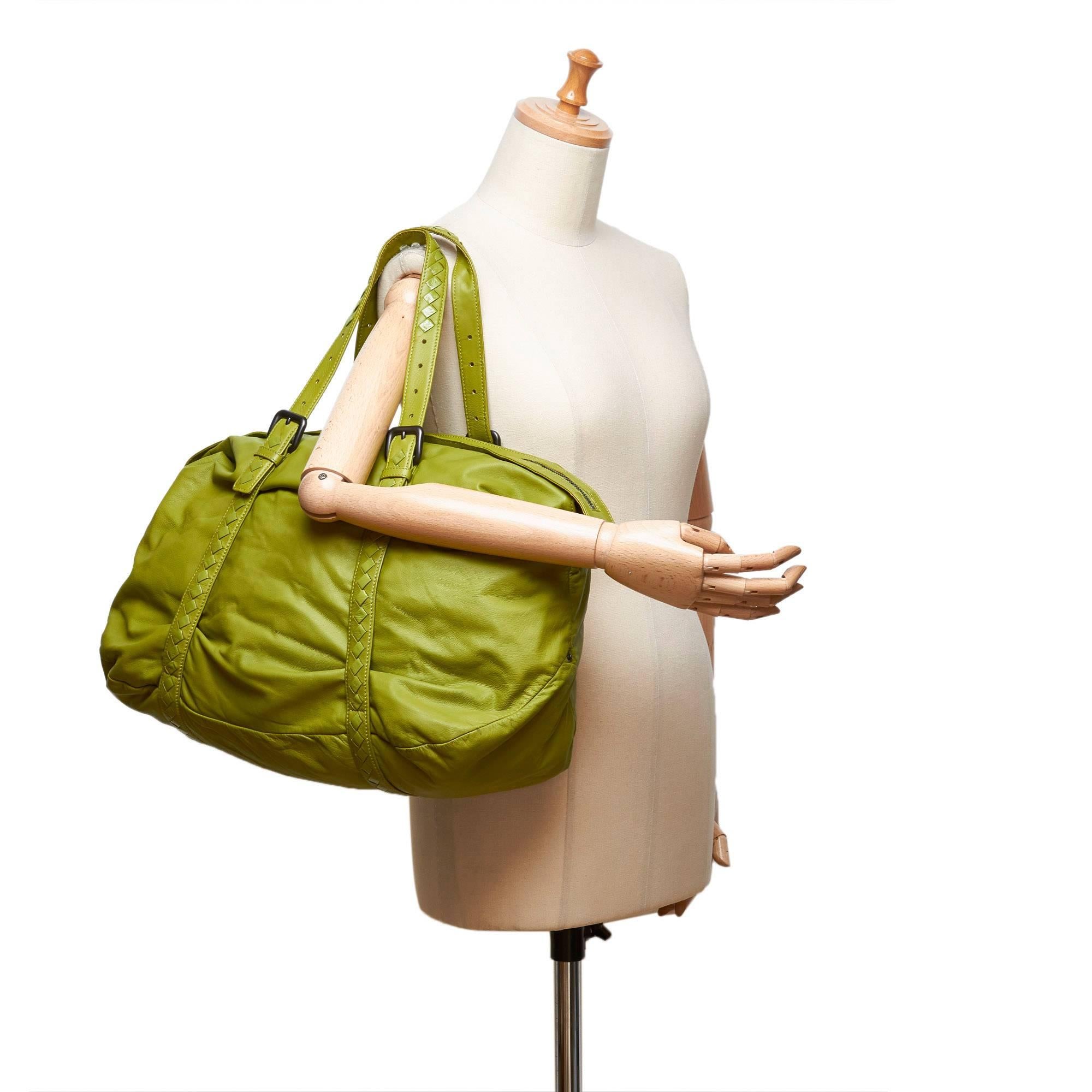 Bottega Veneta Green Leather Shoulder Bag 2