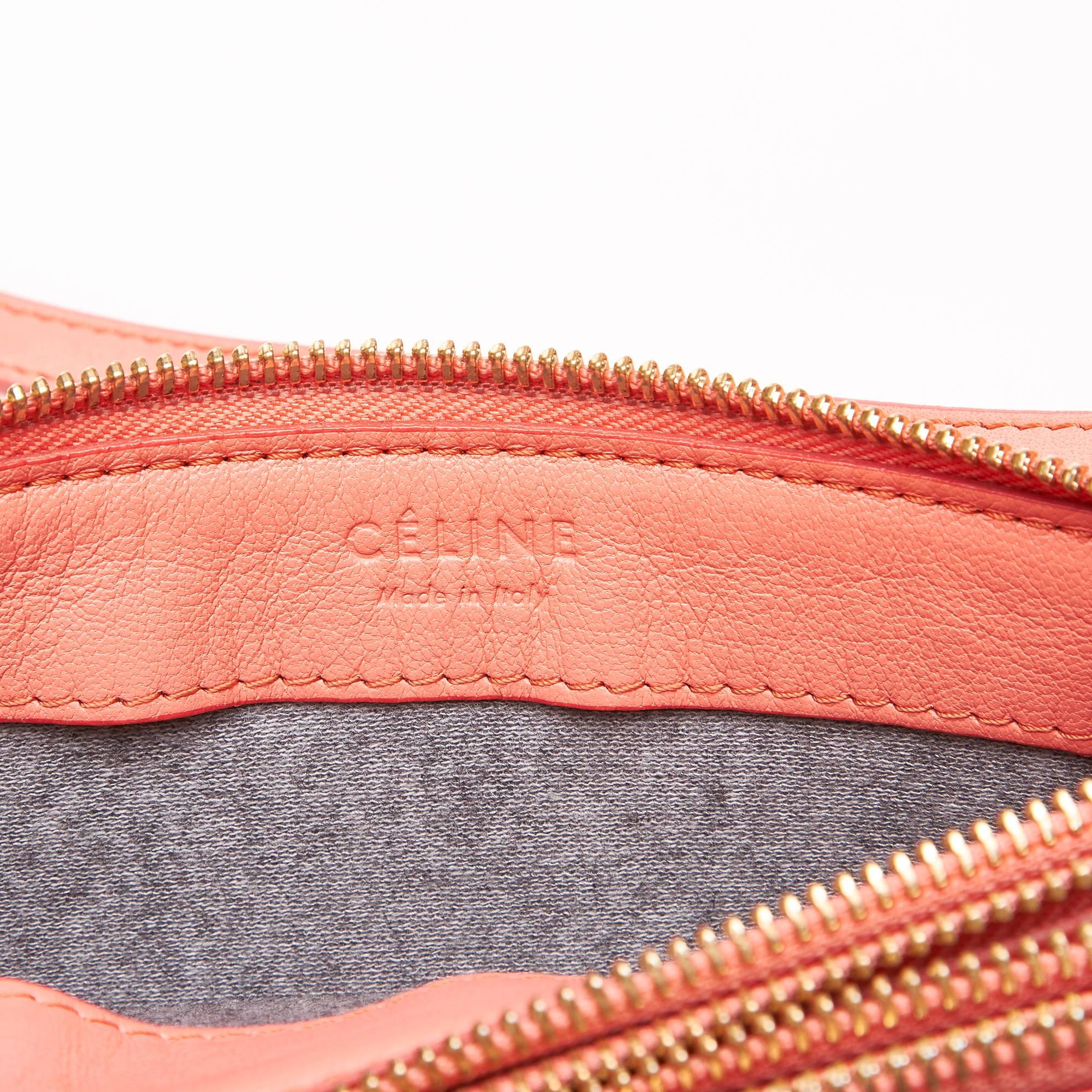 Celine Orange Small Leather Trio Bag For Sale 4