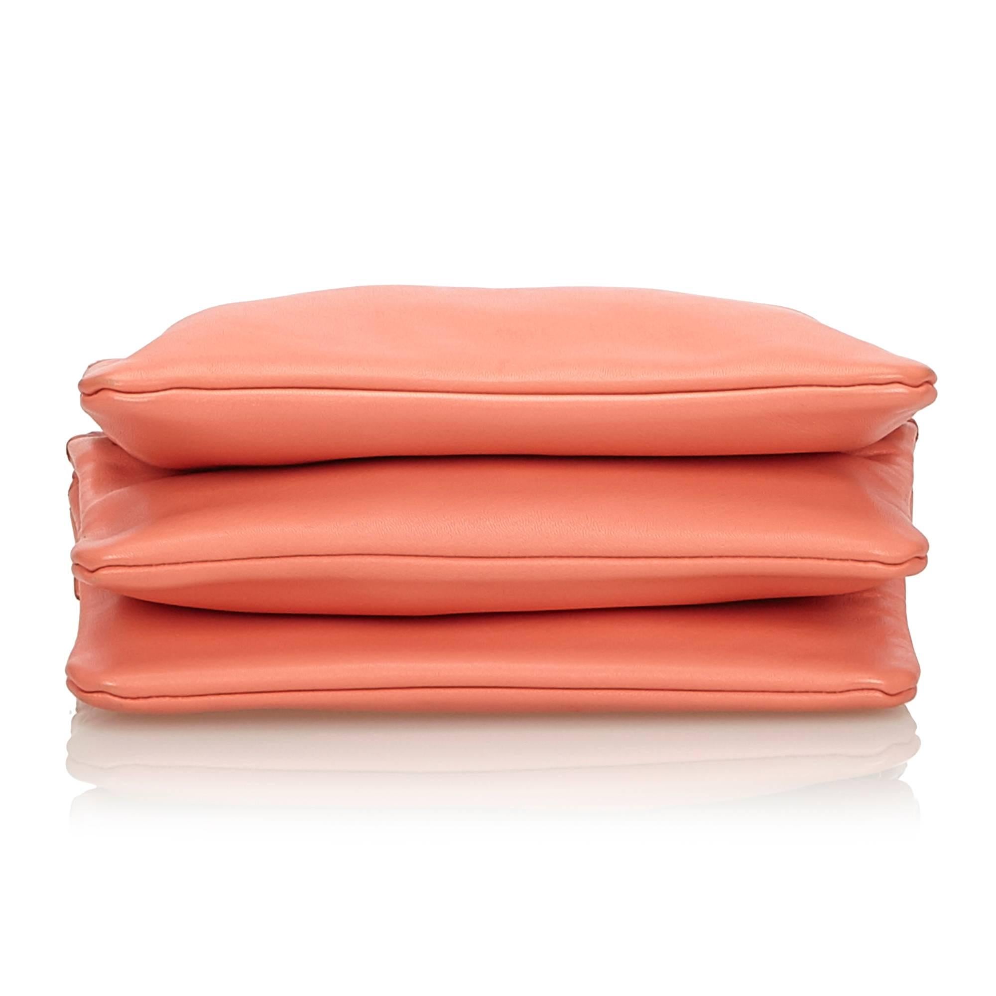 Women's or Men's Celine Orange Small Leather Trio Bag For Sale