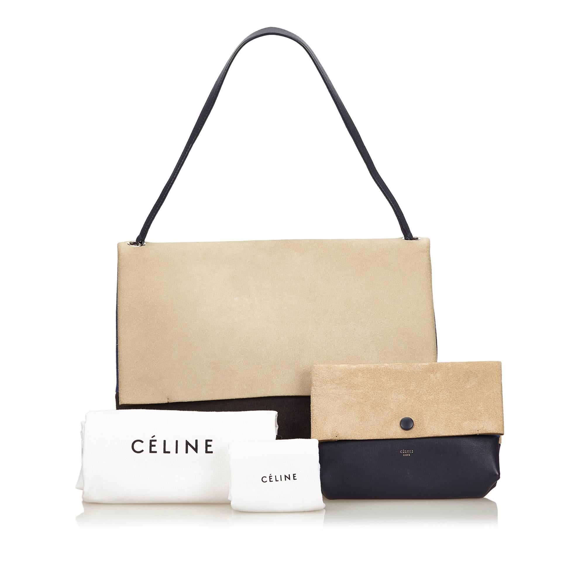 Celine Beige x Dark Gray All Soft Shoulder Bag 4