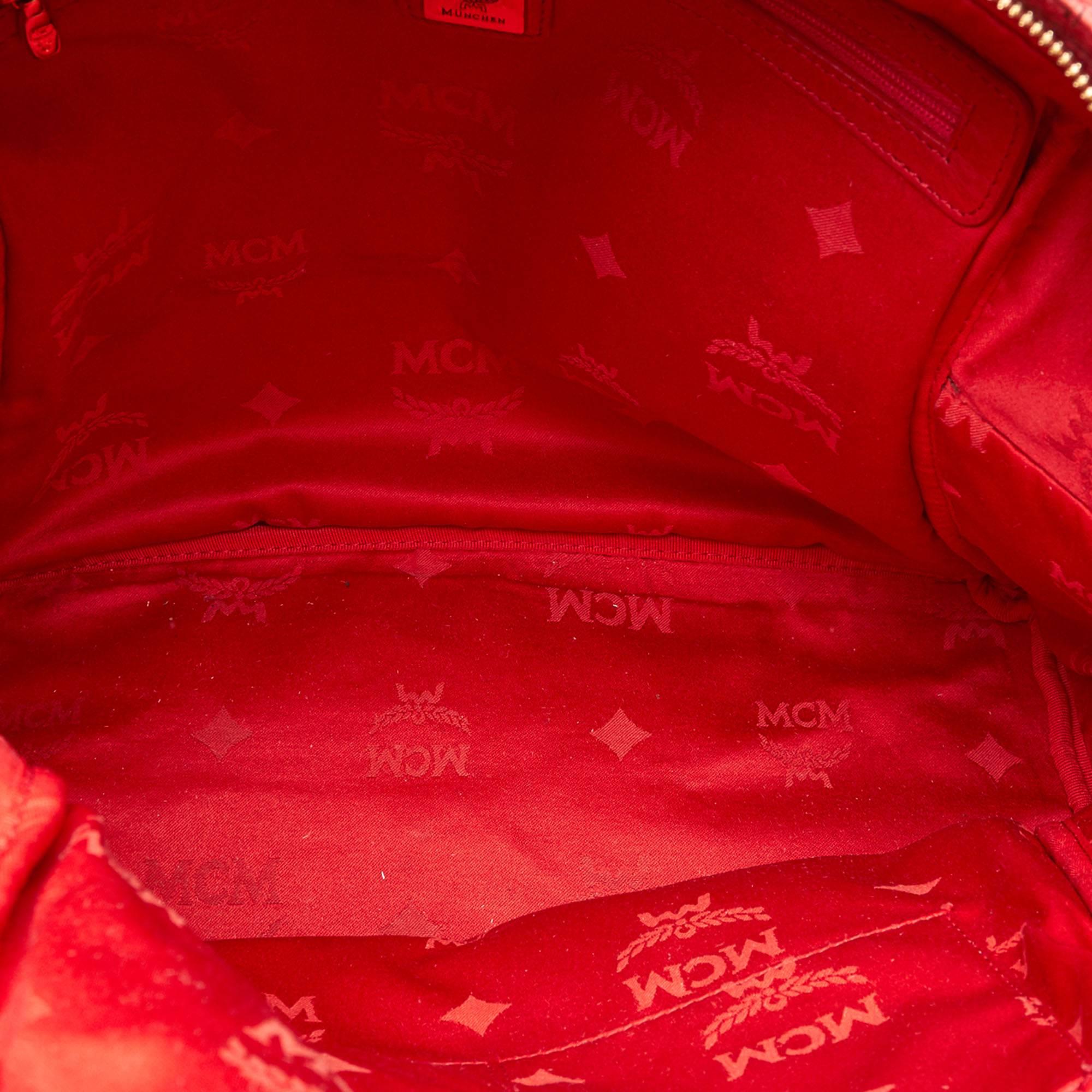 Orange MCM Pink Visetos Studded Leather Backpack