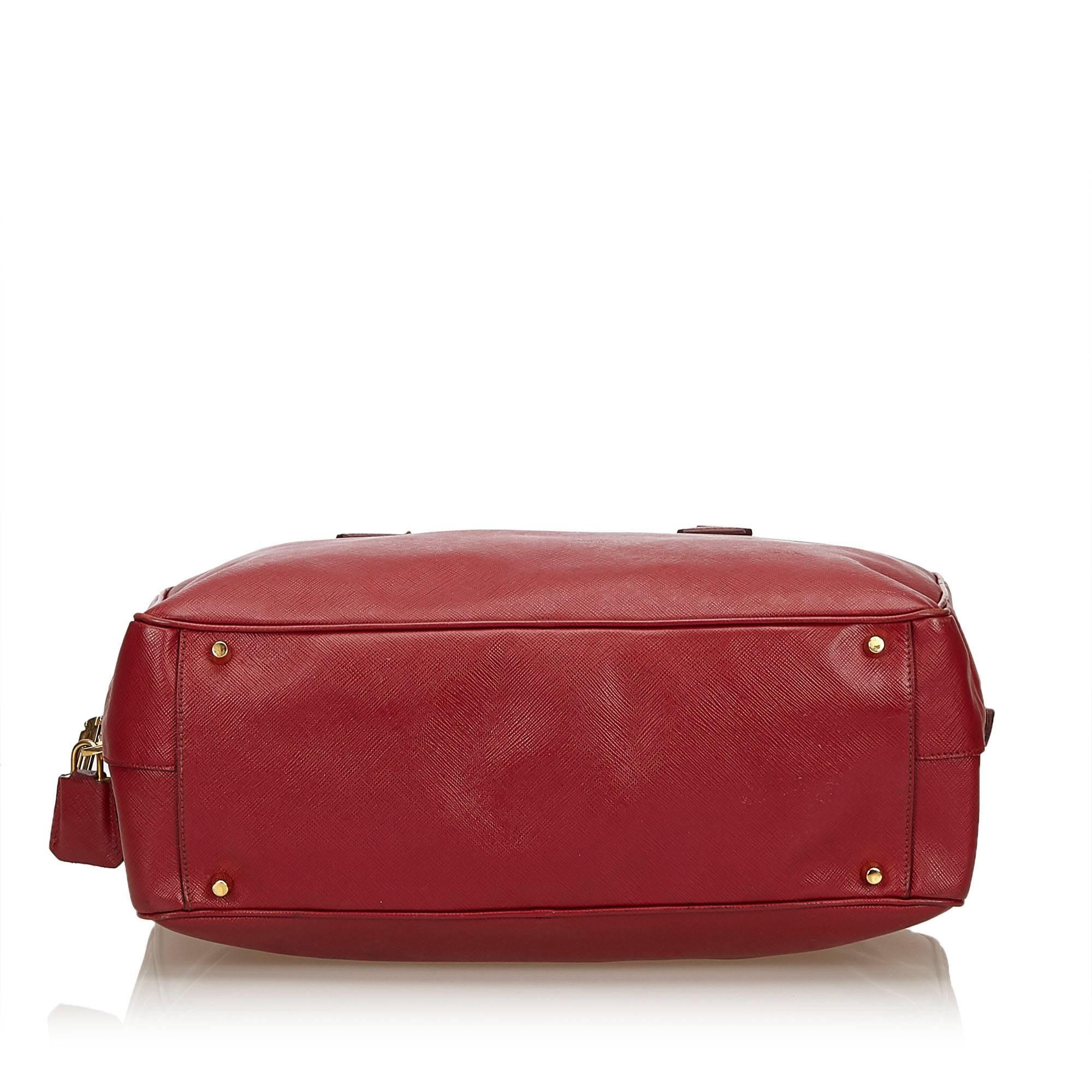 Brown Prada Red Leather Handbag