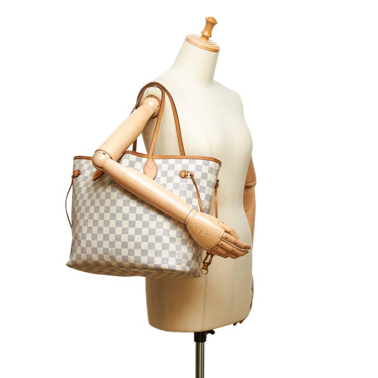 Louis Vuitton White x Blue Damier Azur Neverfull MM For Sale at 1stdibs