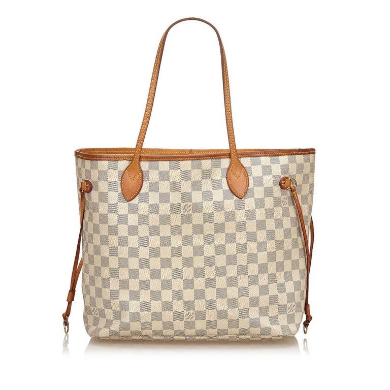 Louis Vuitton White x Blue Damier Azur Neverfull MM For Sale at 1stdibs