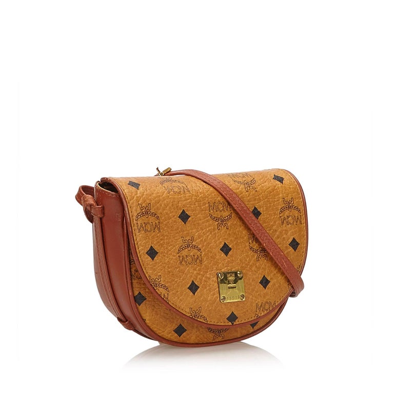 MCM Brown Visetos Leather Crossbody Bag For Sale at 1stdibs