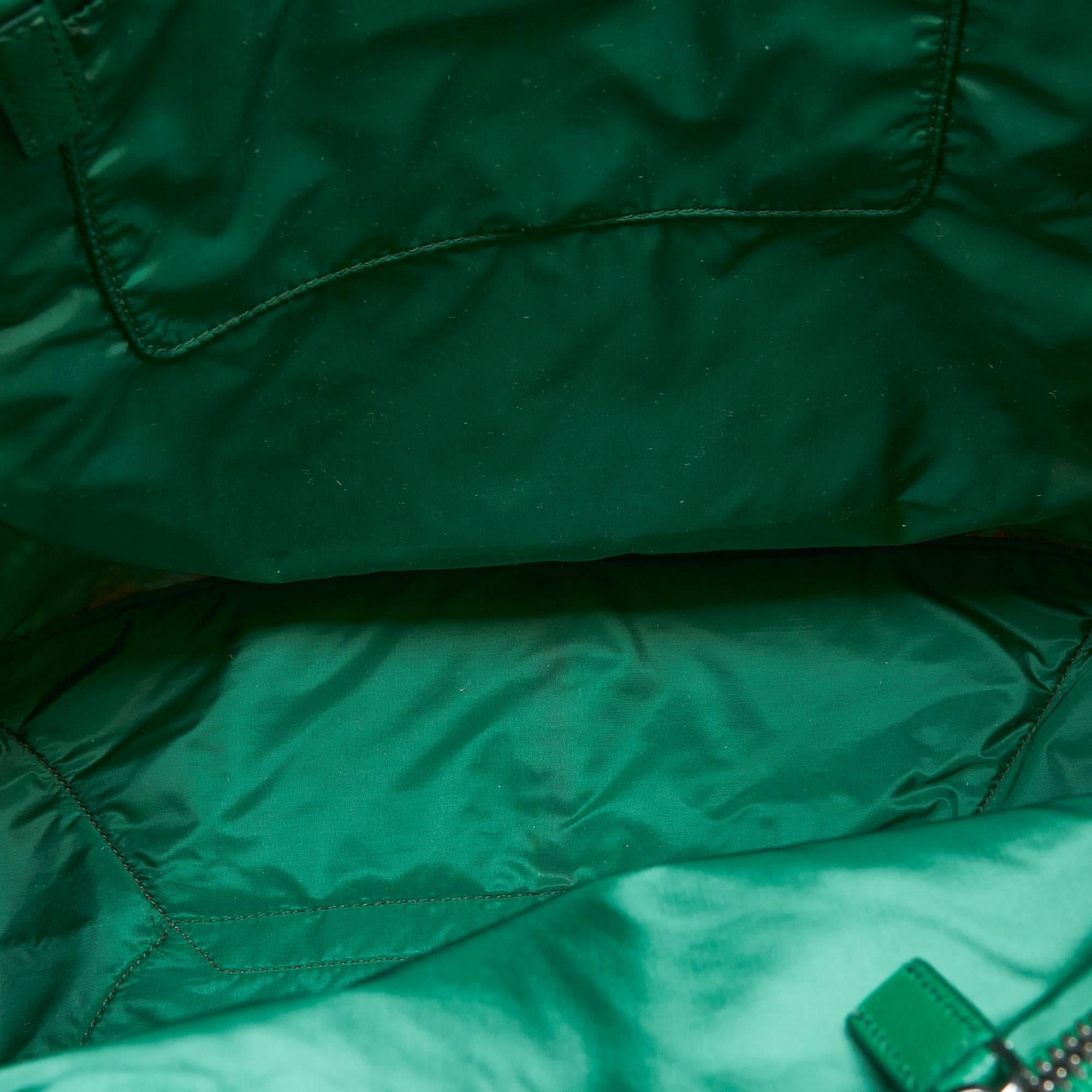 Women's Prada Green x Dark Green x Multi Tessuto Stampato Nylon Tote Bag For Sale