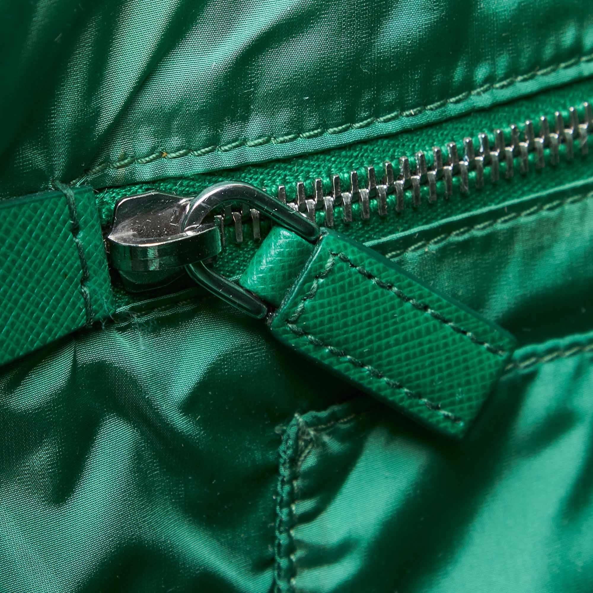 Prada Green x Dark Green x Multi Tessuto Stampato Nylon Tote Bag For Sale 2