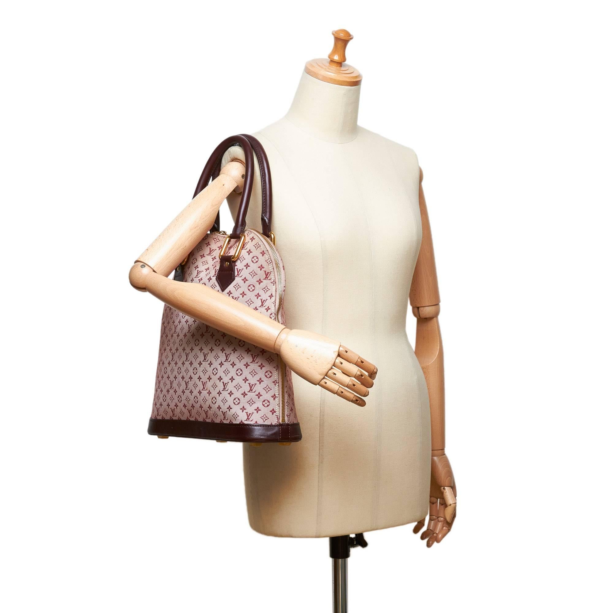 Louis Vuitton Pink and Brown Mini Lin Alma Haut Bag 7