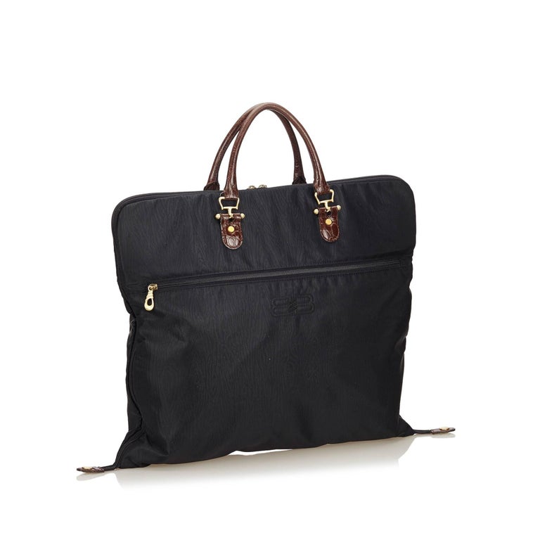 Balenciaga Black x Brown Nylon Garment Bag For Sale at 1stdibs