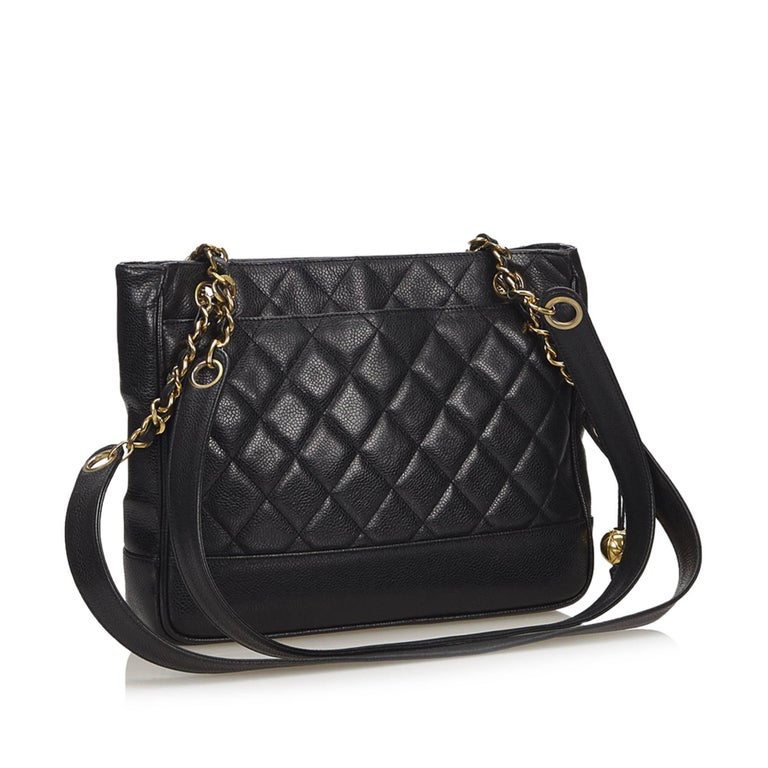 Chanel Black Matelasse Caviar Leather Shoulder Bag For Sale at 1stDibs