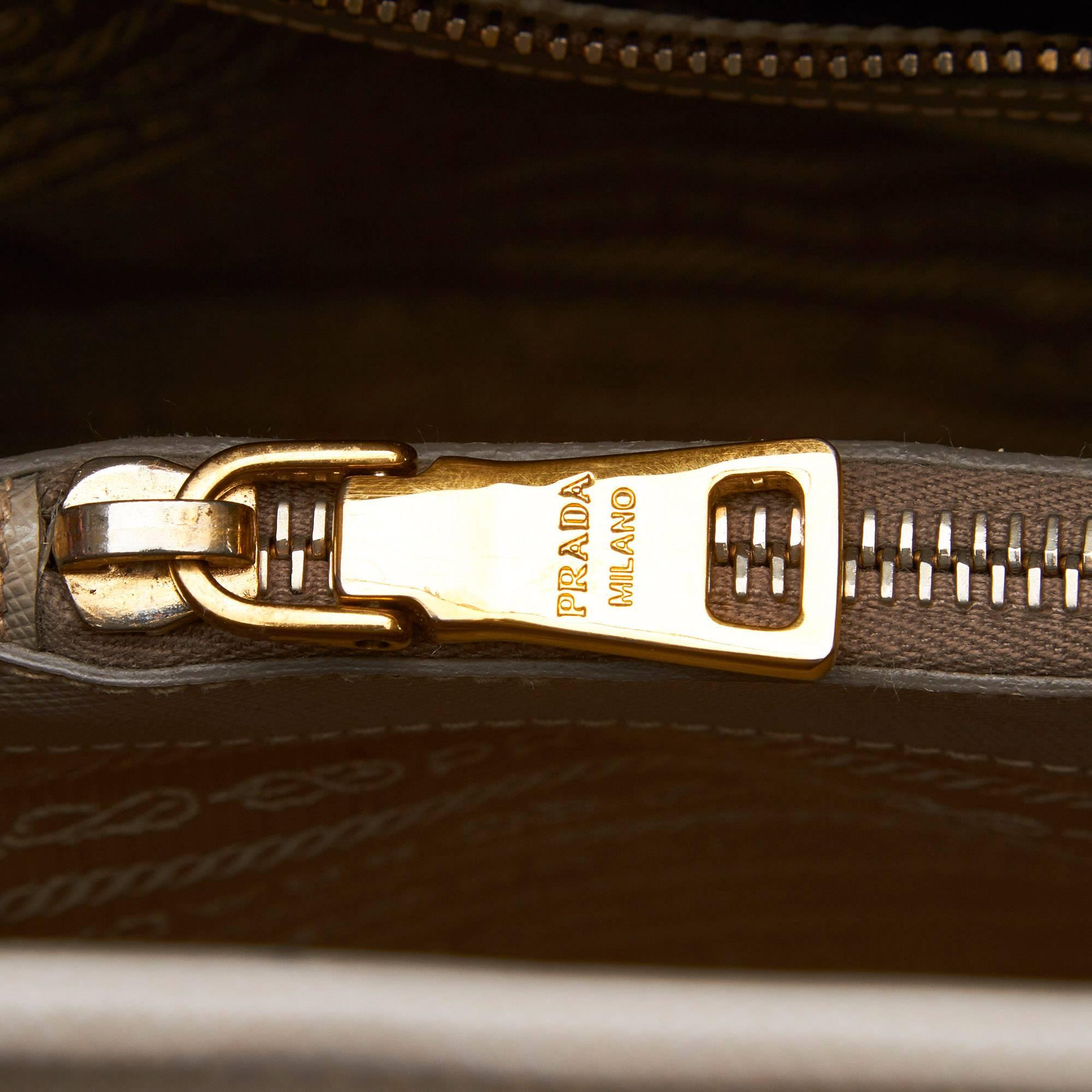Prada Brown x Beige Saffiano Leather Handbag For Sale 3