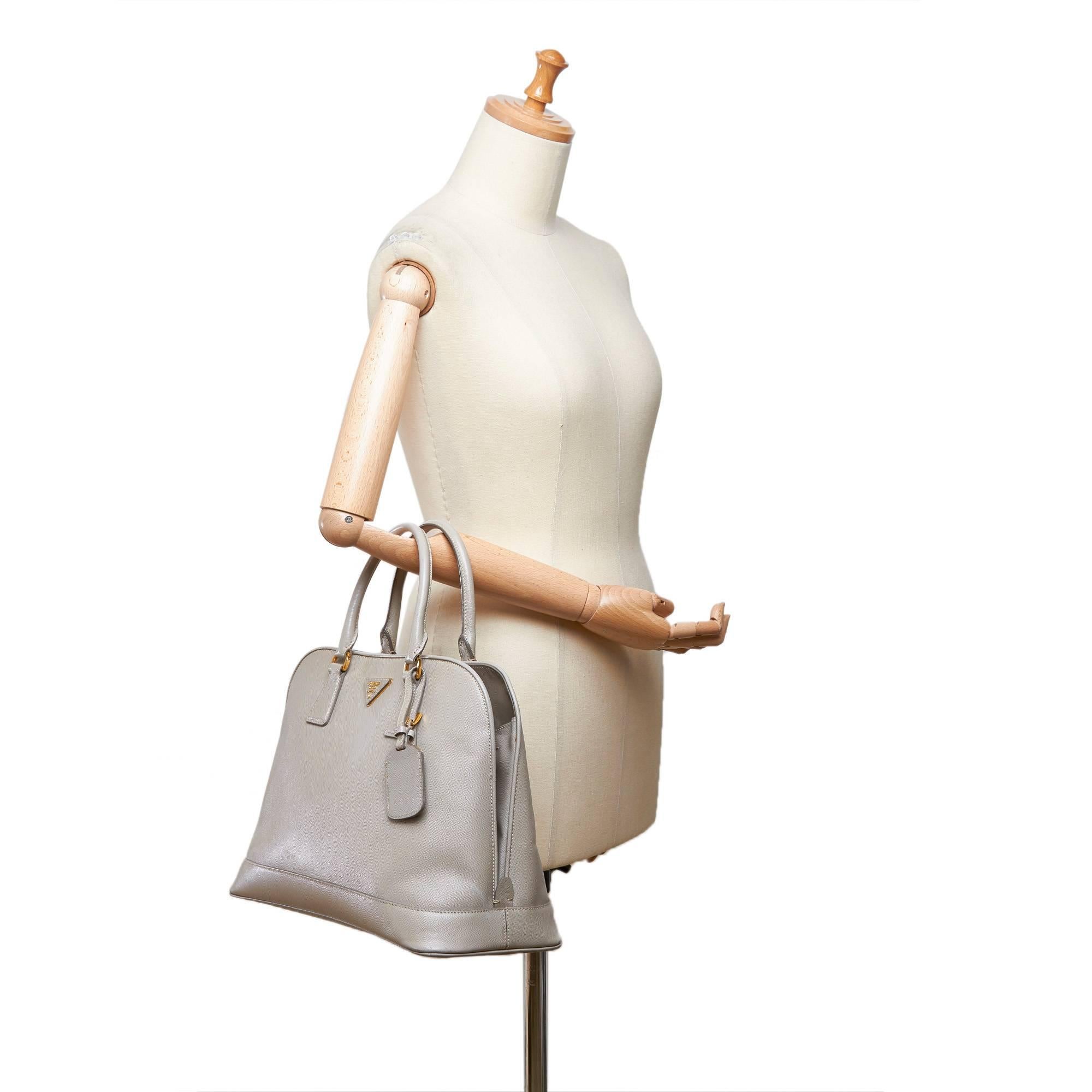Prada Brown x Beige Saffiano Leather Handbag For Sale 4