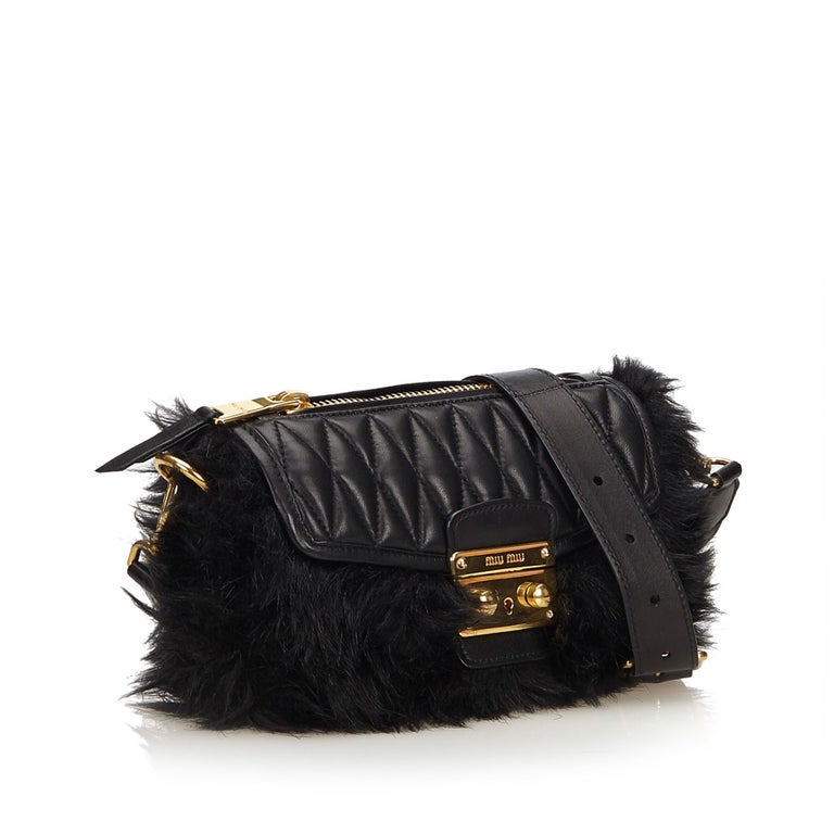 Miu Miu Black Fur Crossbody Bag For Sale at 1stdibs