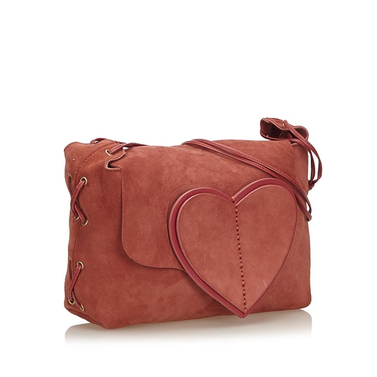 Gucci Red Suede Heart Shoulder Bag For Sale at 1stdibs