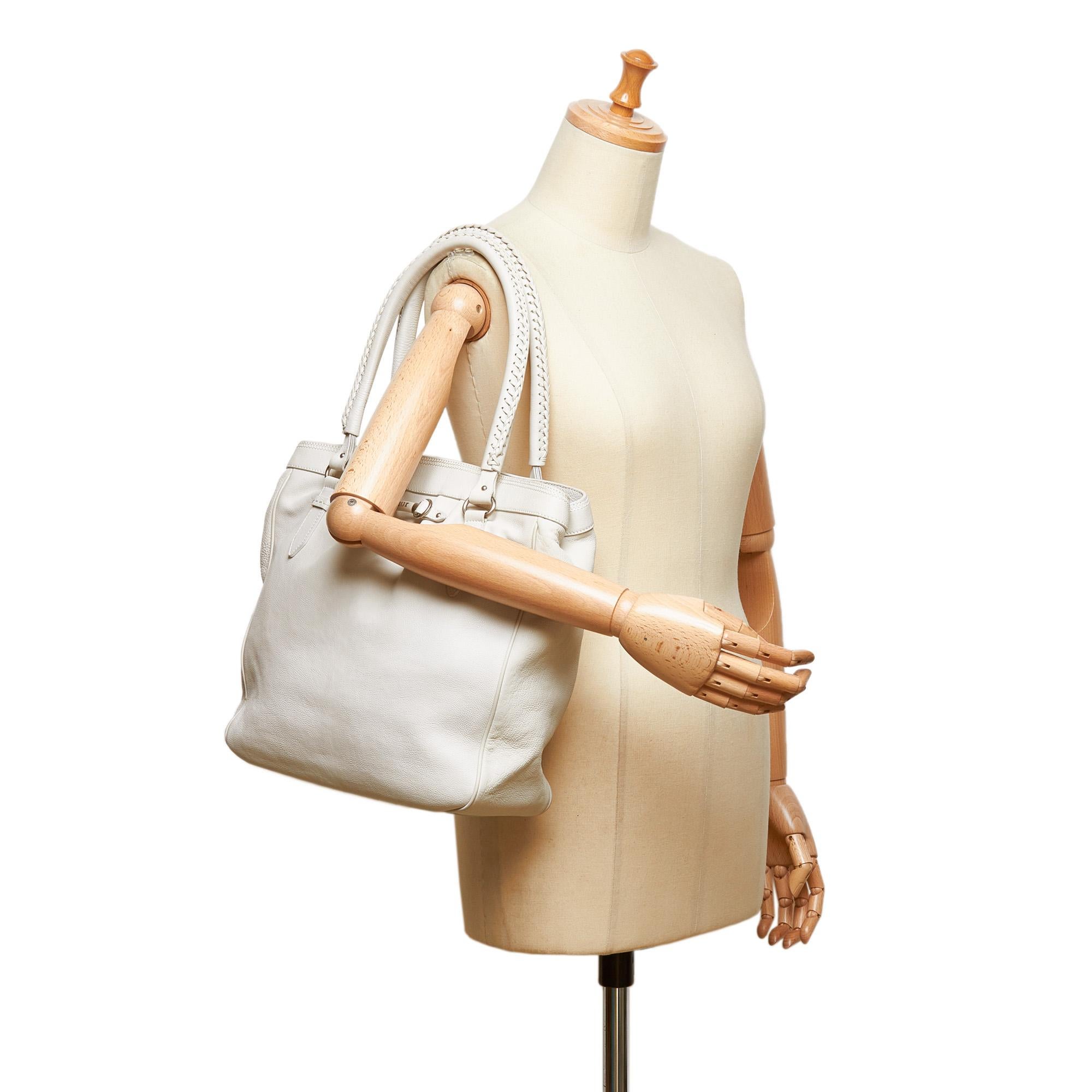 Dior White Leather Tote Bag 5