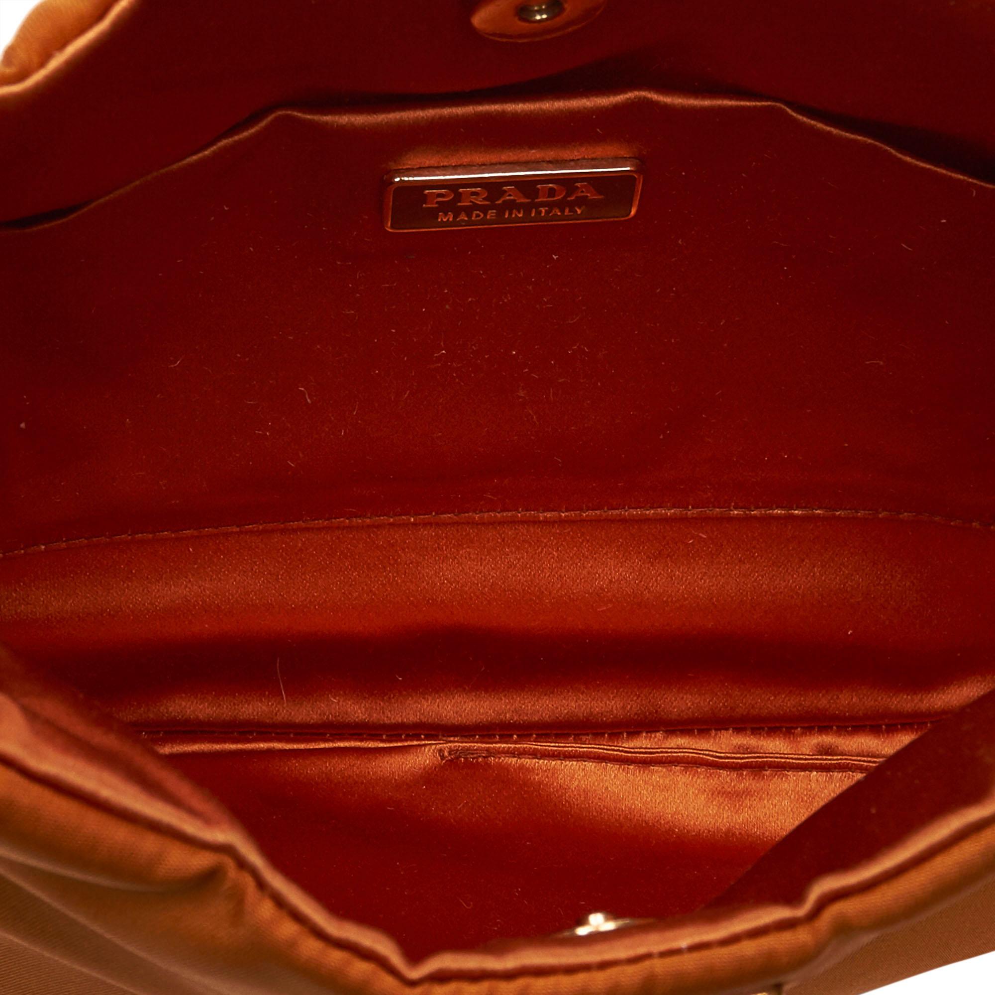 Prada Orange Nylon Shoulder Bag In Good Condition In Orlando, FL