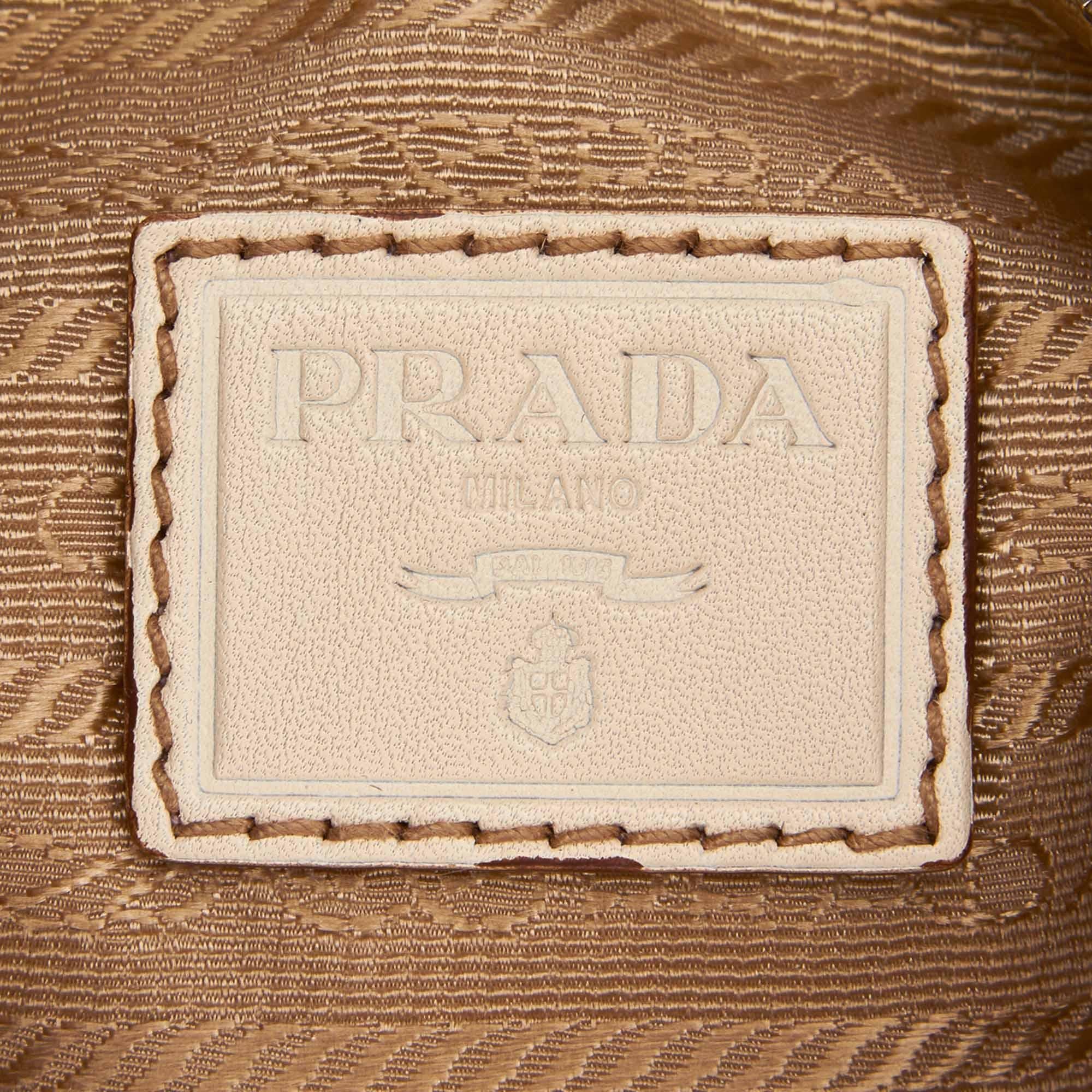 Prada Brown x Beige x White x Ivory Logo Jacquard Baguette 2