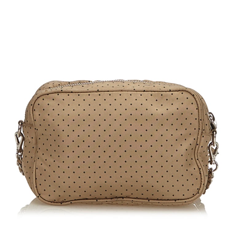 Prada Beige x Navy Nylon Polka Dot Crossbody Bag For Sale at 1stdibs