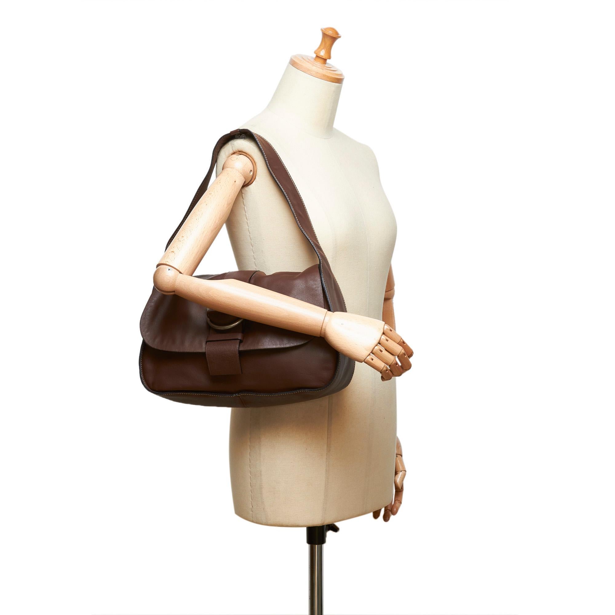 Prada Brown x Dark Brown Leather Shoulder Bag 3