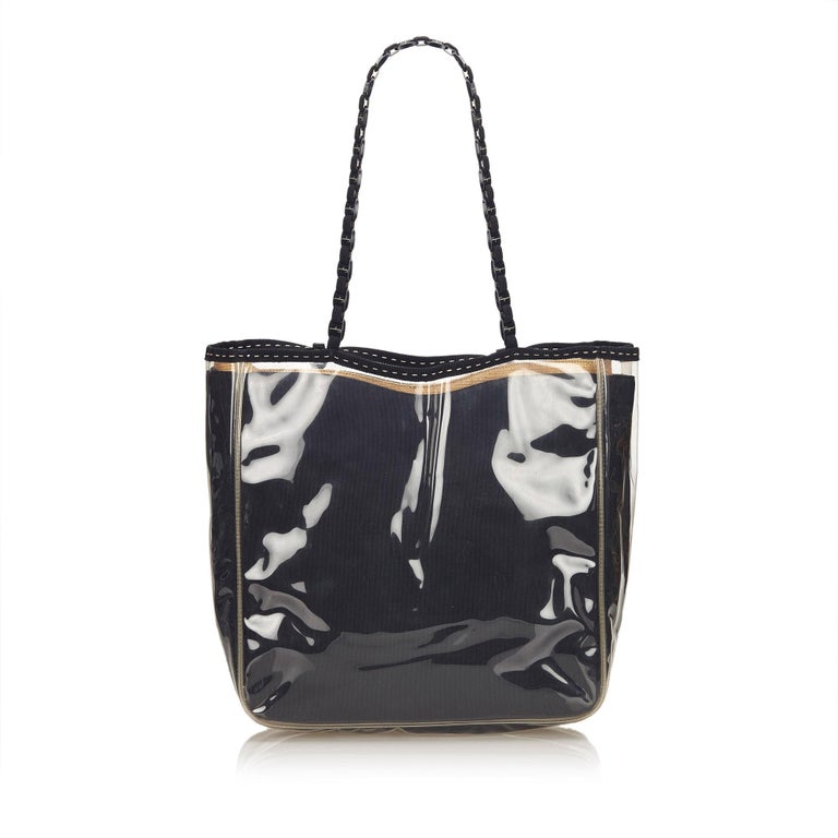 Ferragamo Black Clear Vinyl Tote Bag at 1stDibs