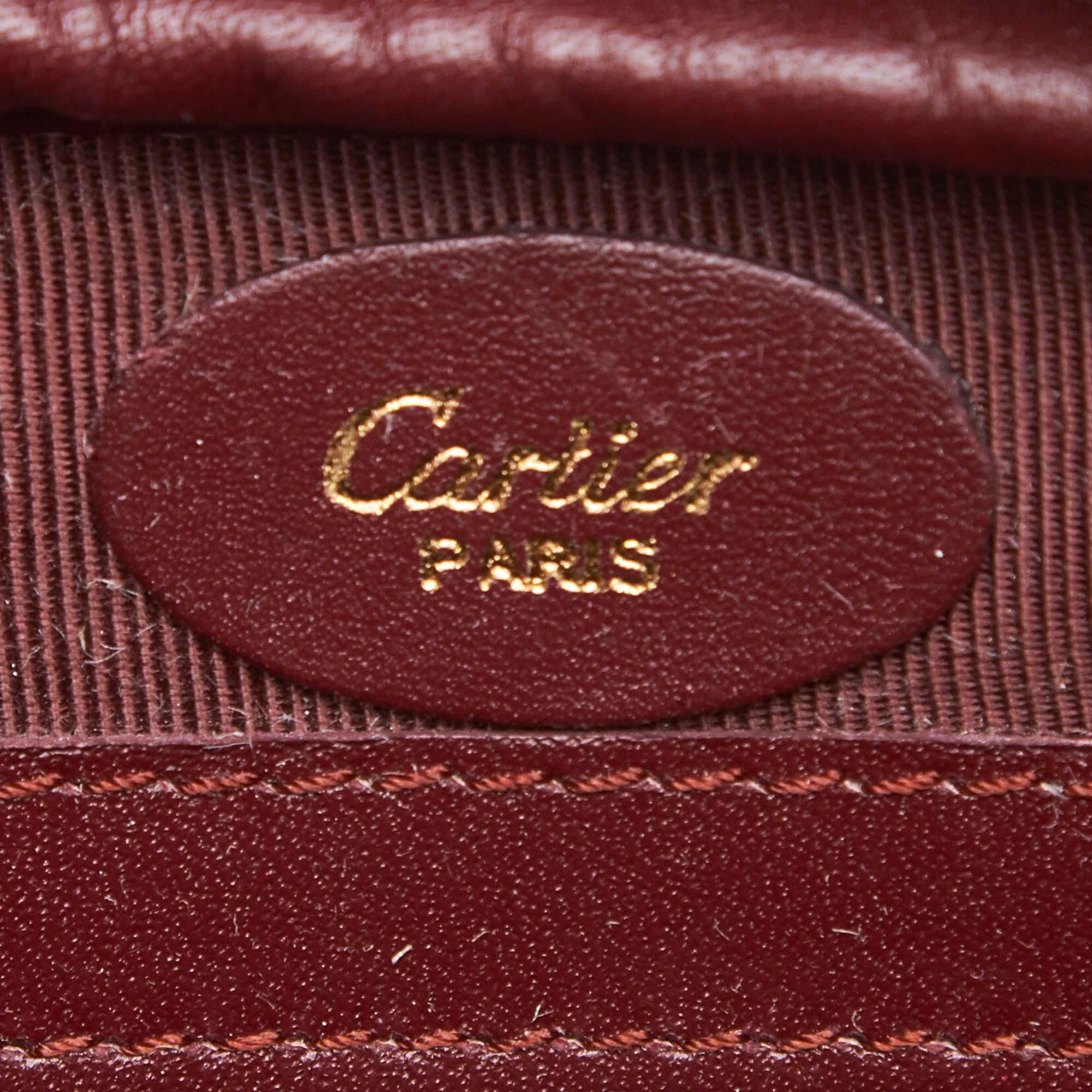 Cartier Red x Bordeau Leather Must de Cartier Crossbody Bag In Good Condition In Orlando, FL