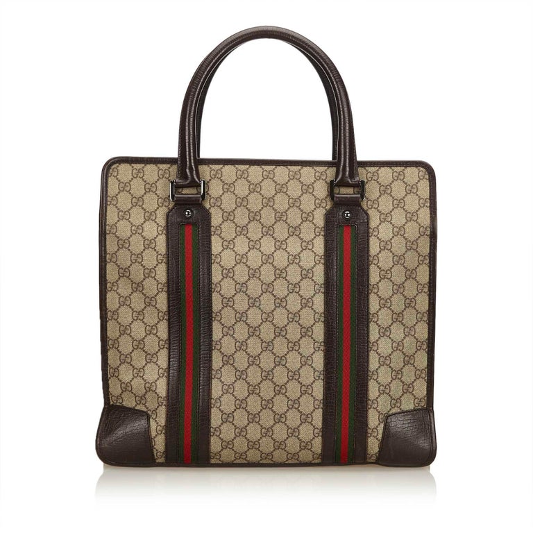 Gucci Brown Guccissima Web Tote Bag For Sale at 1stdibs