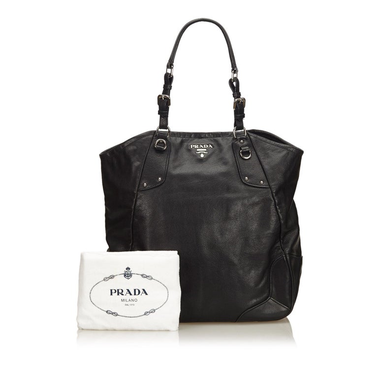 Prada Black Leather Tote Bag at 1stdibs