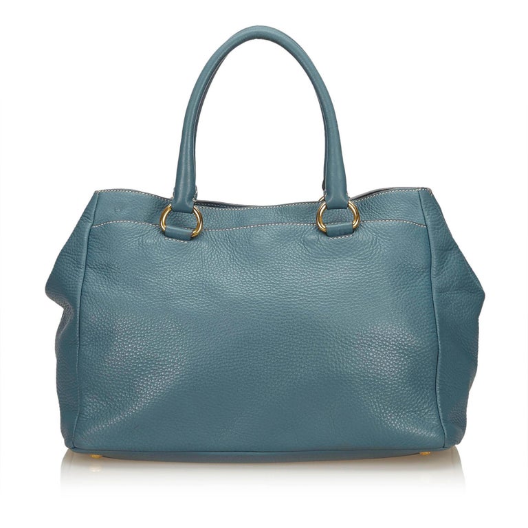 Prada Blue Leather Handbag For Sale at 1stdibs
