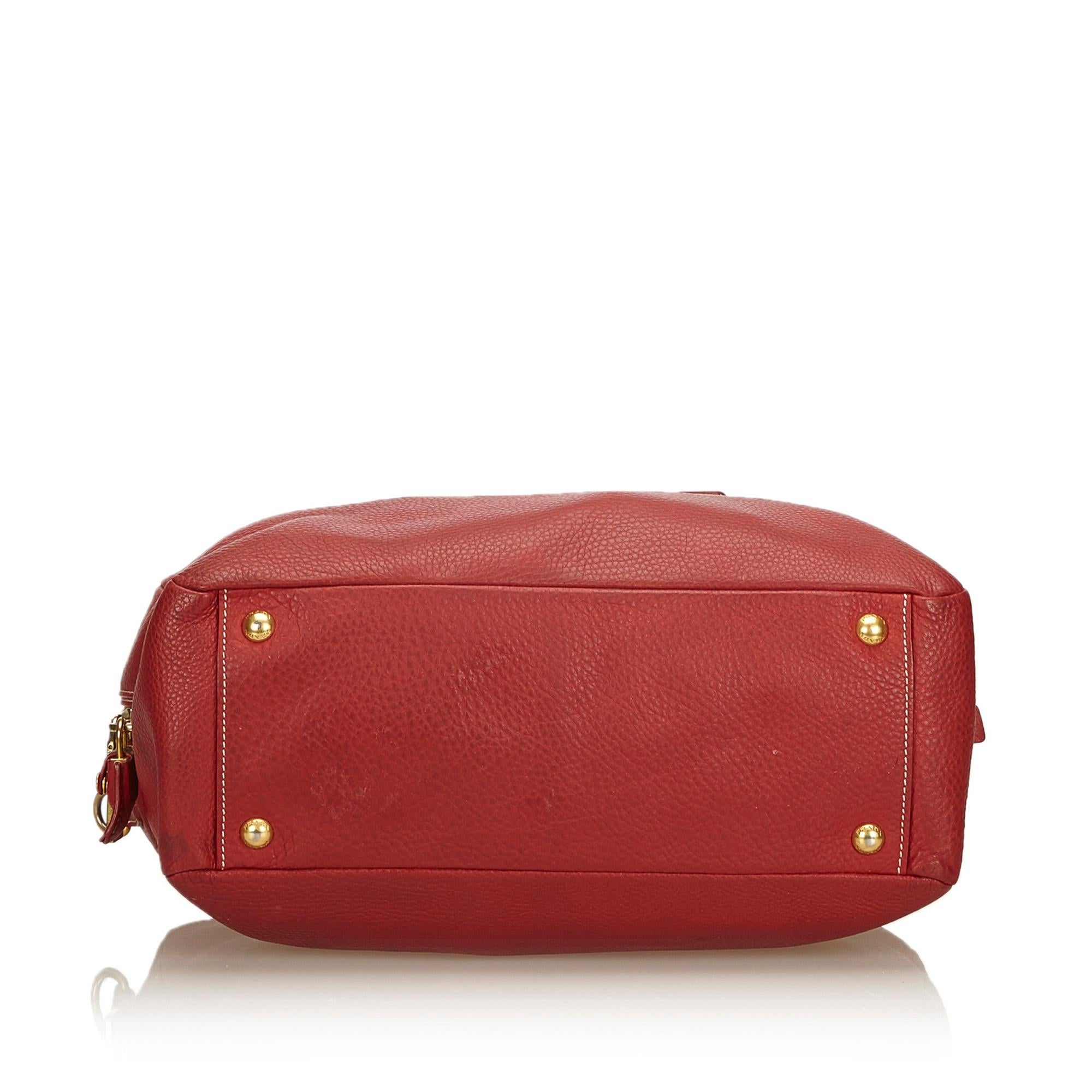 Women's or Men's Prada Red Vitello Daino Leather Satchel For Sale