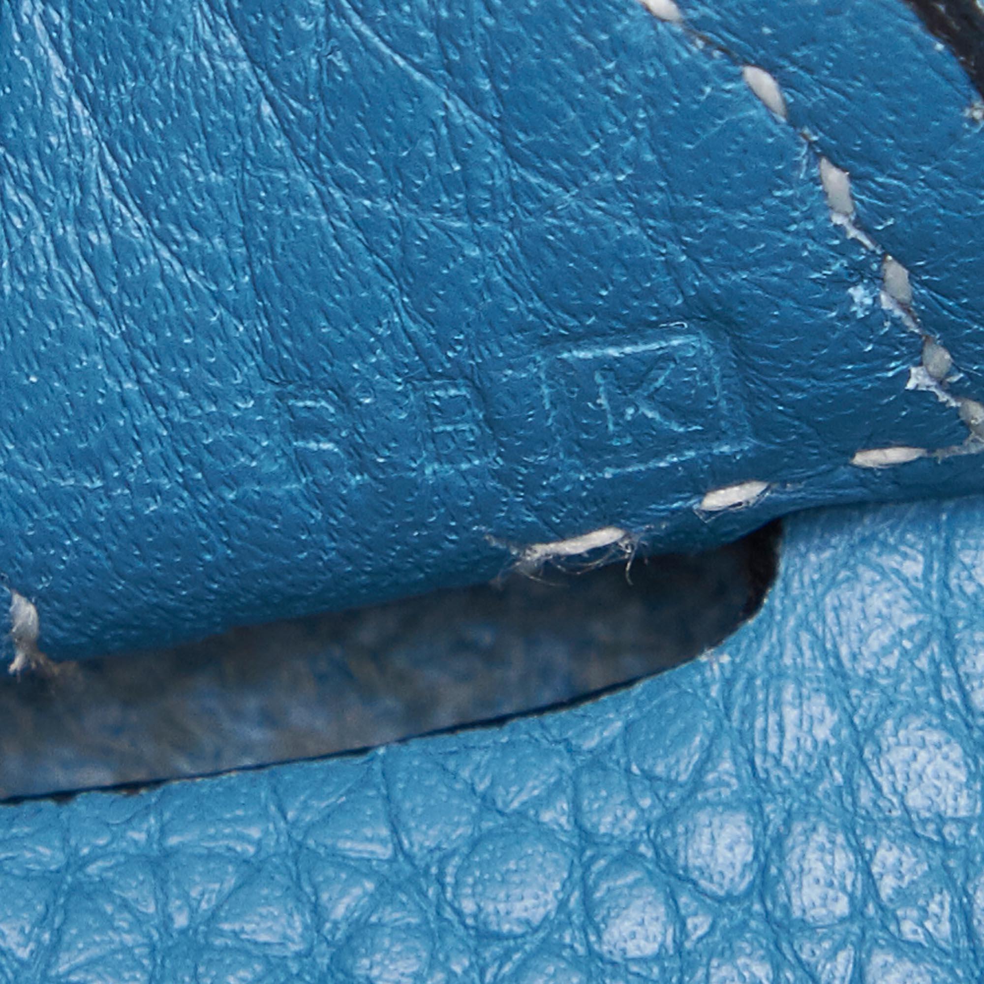 Hermes	Blue	Leather Evelyne II PM 3