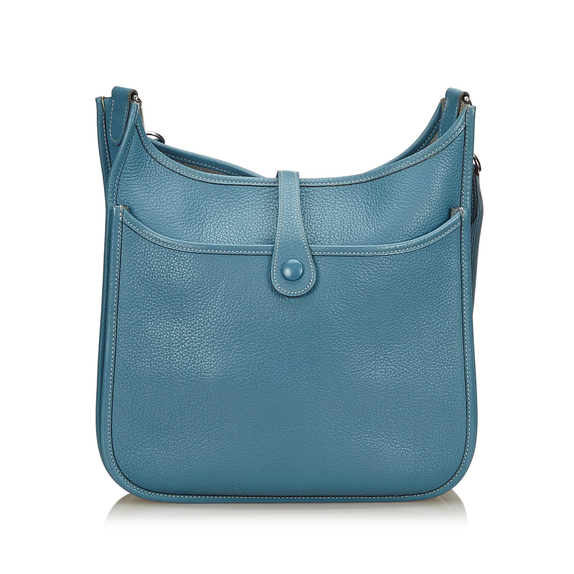 Hermes	Blue	Leather Evelyne II PM In Good Condition In Orlando, FL