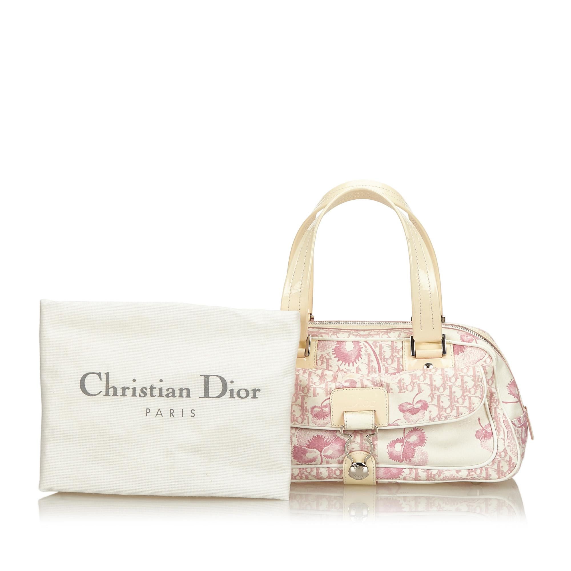 Dior Pink x White x Ivory Flower Canvas Polochon Shoulder Bag 5
