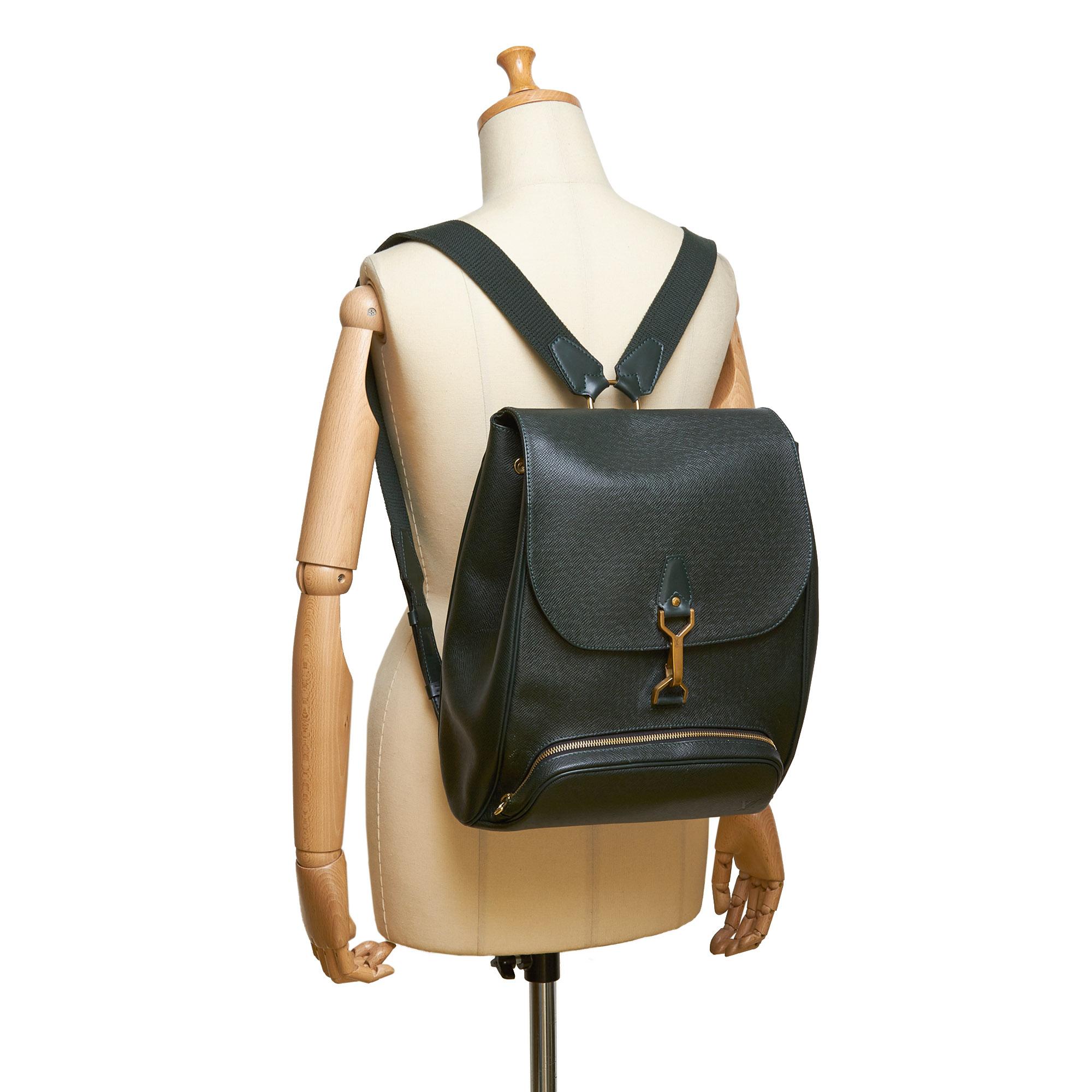 Louis Vuitton Dark Green Taiga Leather Cassiar Backpack 4