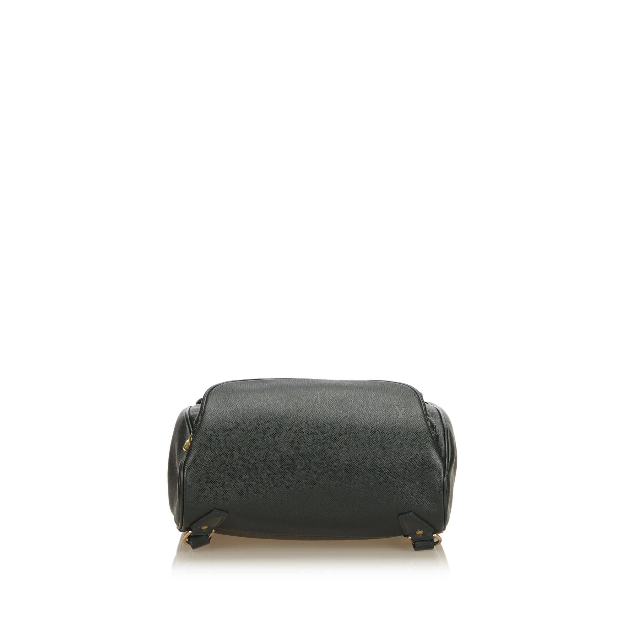 Black Louis Vuitton Dark Green Taiga Leather Cassiar Backpack