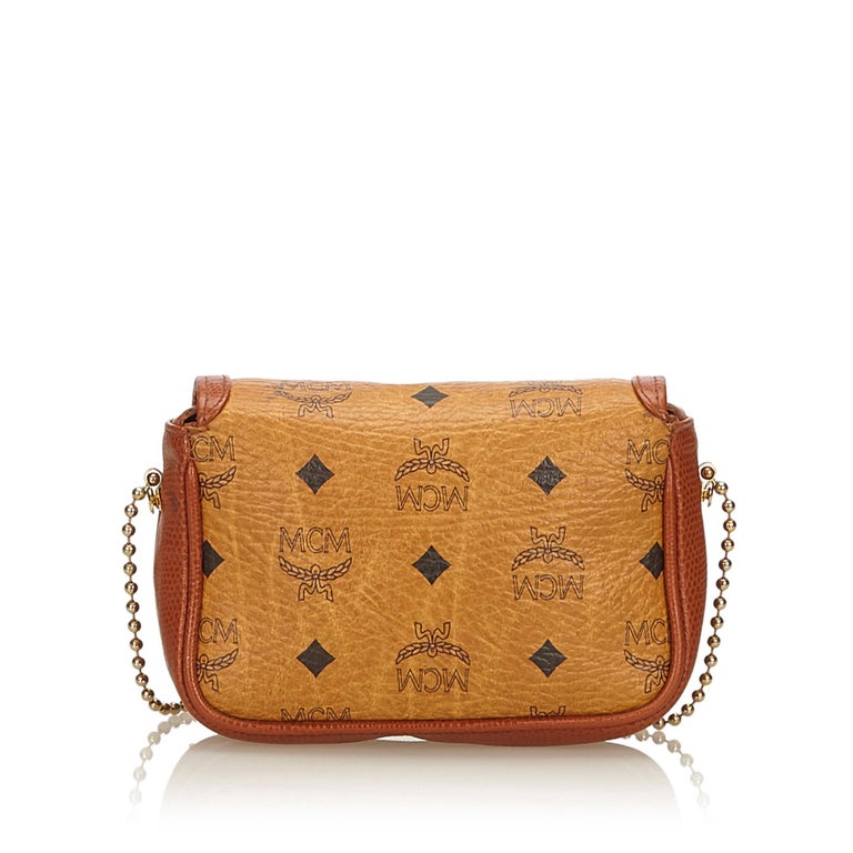 MCM Brown x Gold Leather Crossbody Bag For Sale at 1stdibs