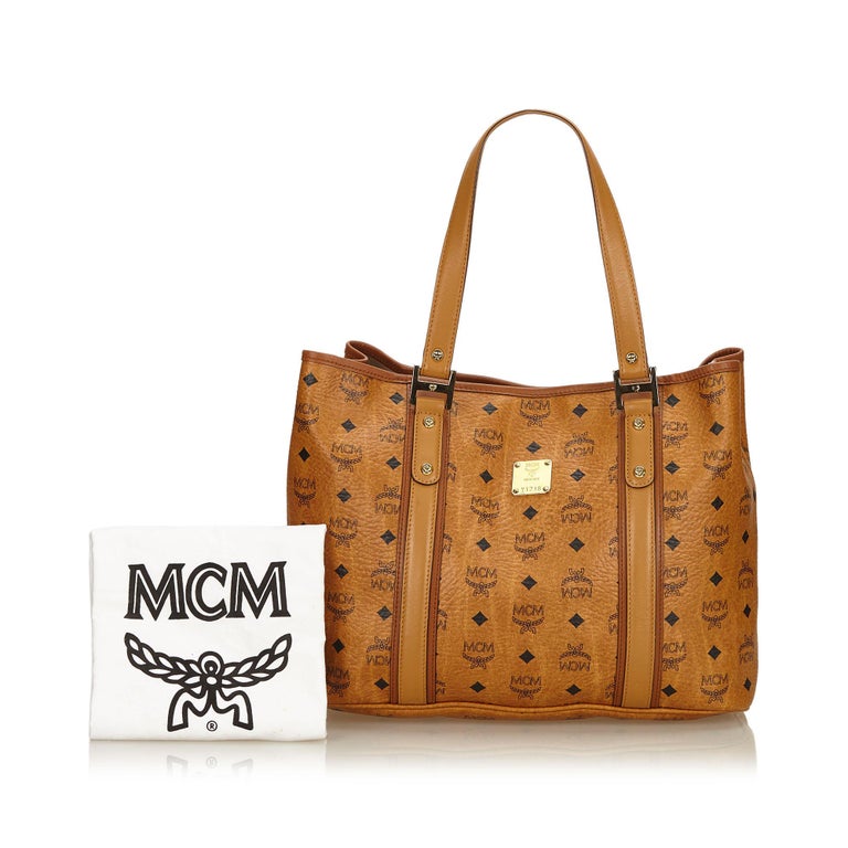 MCM Brown x Black Leather Visetos Tote Bag For Sale at 1stdibs