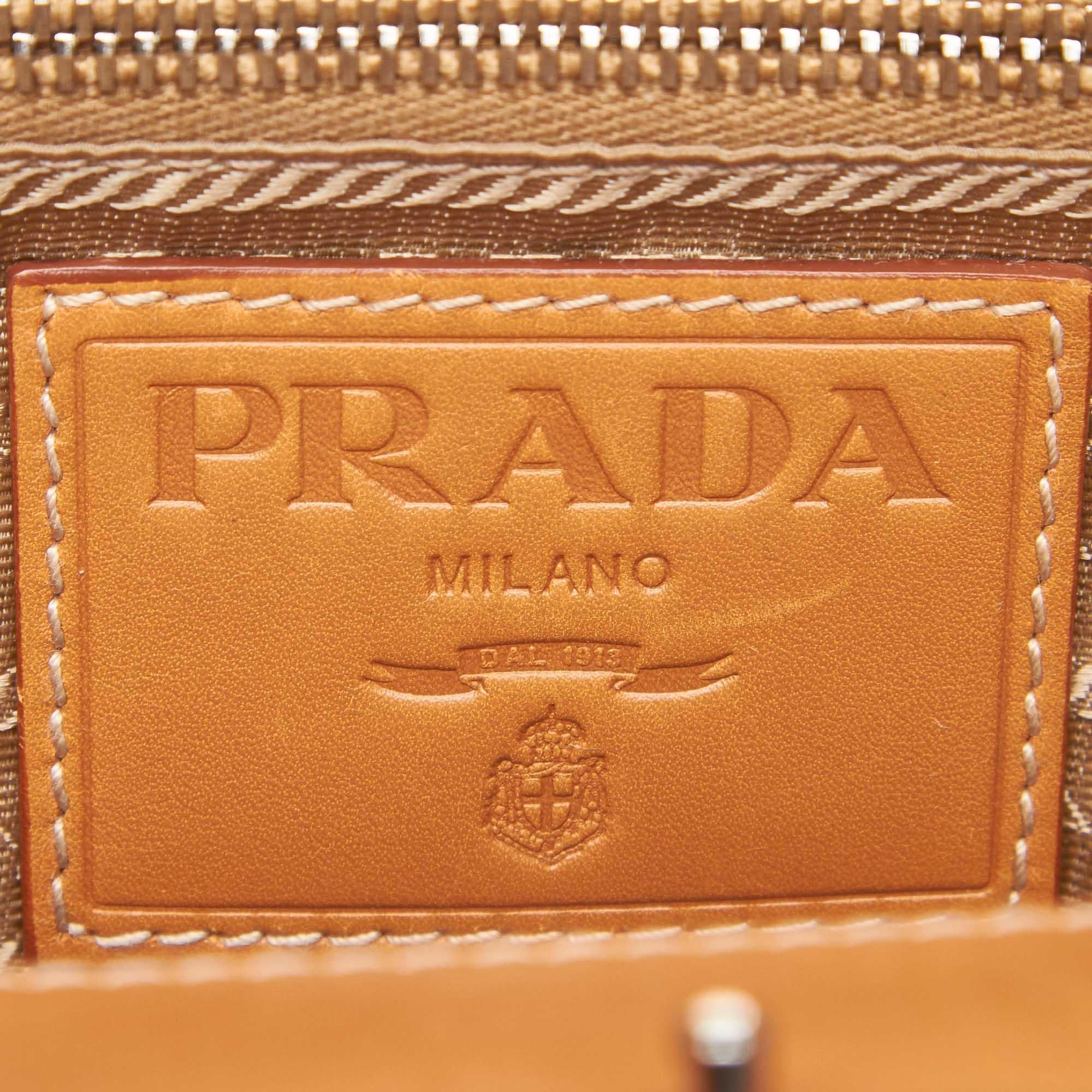 Prada Brown Logo Jacquard Shoulder Bag 1