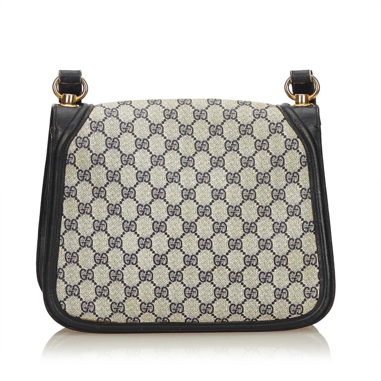 Gucci Gray X Black Old Canvas Shoulder Bag For At 1stdibs Gucci Gray X Black Old Canvas Shoulder Bag In Good Condition For Orlando