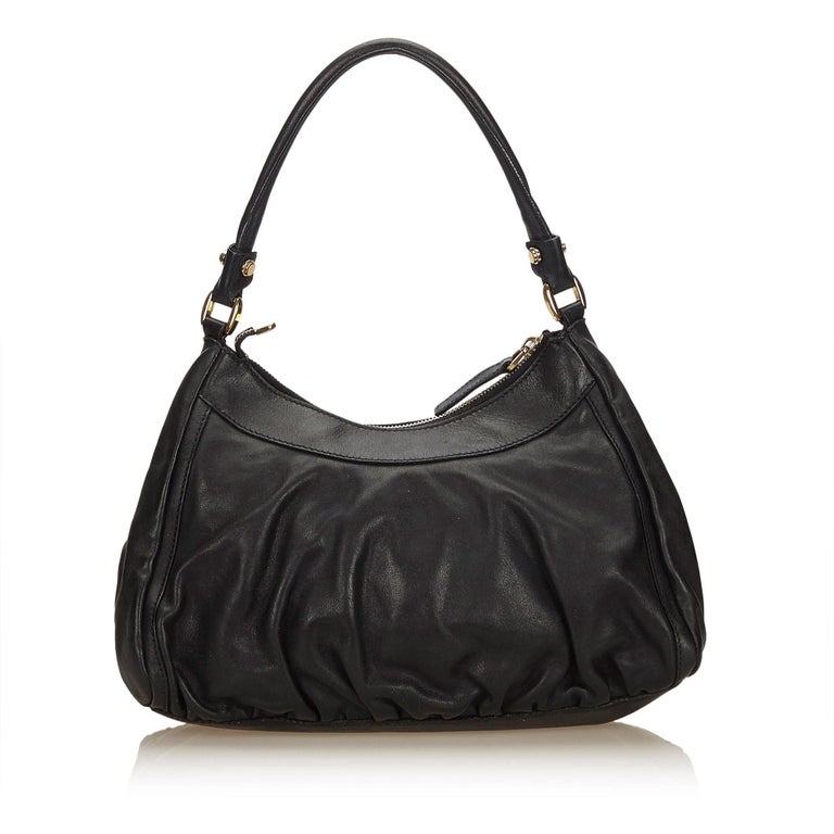 Gucci Black Calf Leather DRing Shoulder Bag at 1stdibs