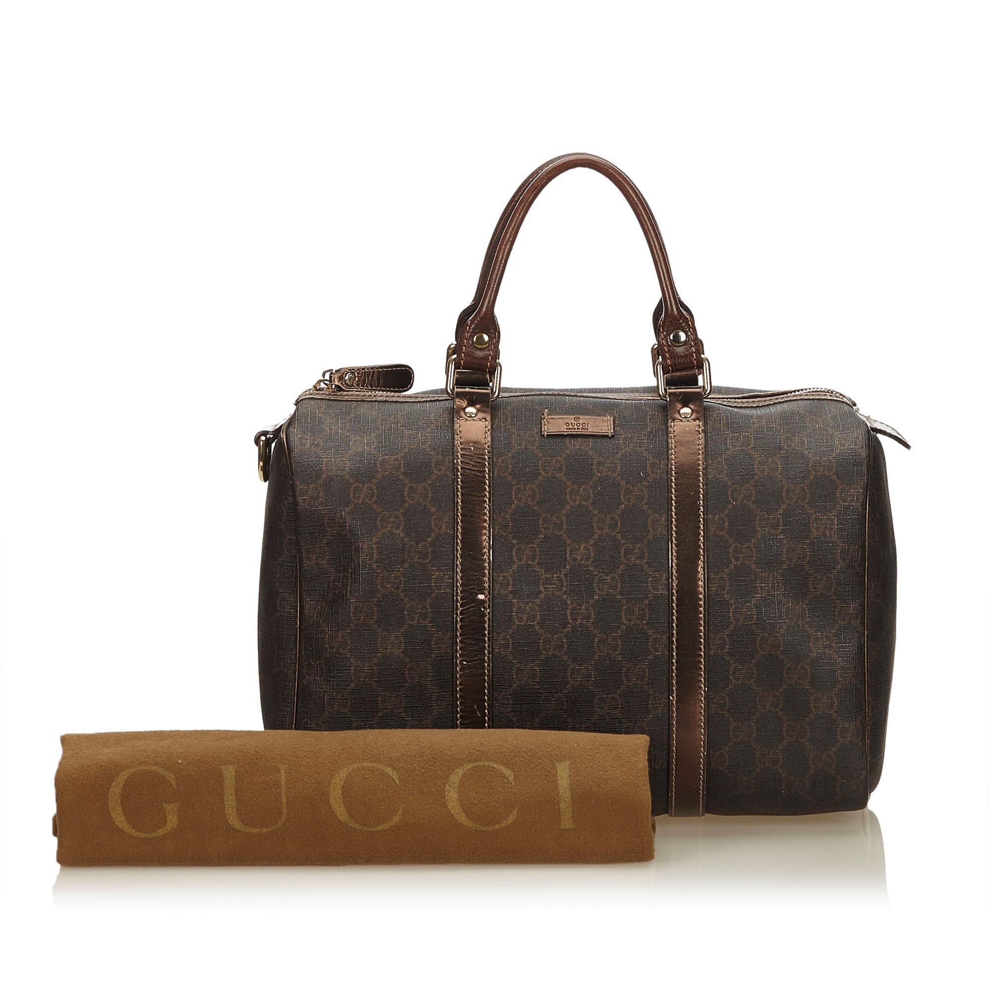 Gucci Brown x Dark Brown Guccissima Joy Boston Bag For Sale 5