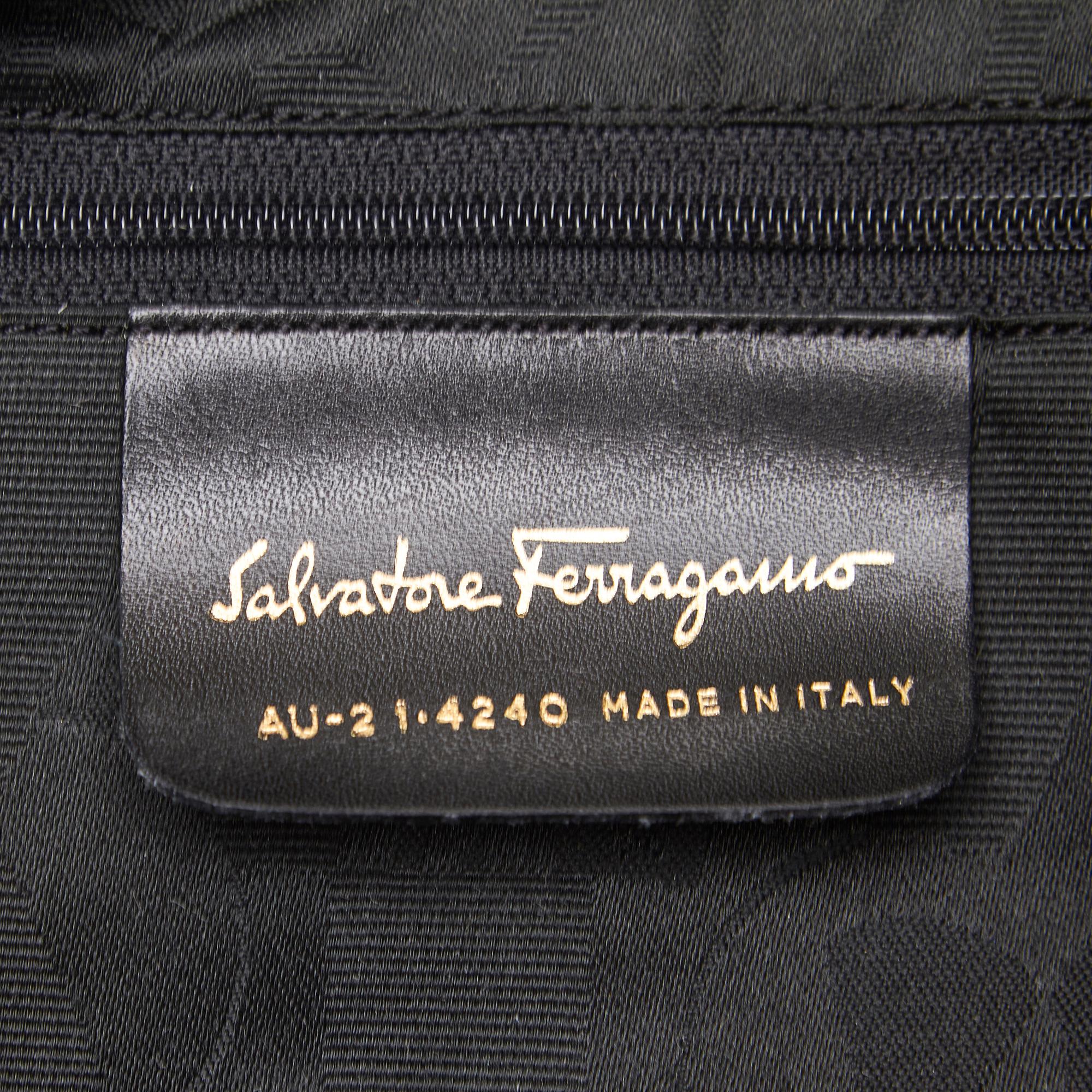 Ferragamo Black Tiered Grosgrain Tote 2